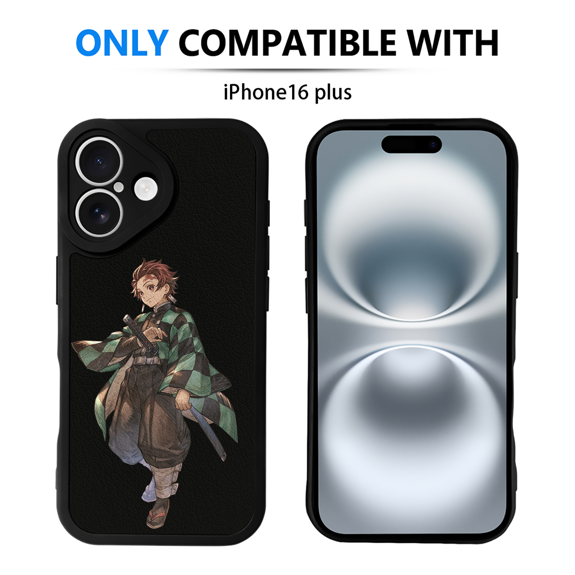 （画像用） 鬼滅の刃 竈門 炭治郎／かまど たんじろう Kamado Tanjirou 【iPhone 16シリーズ対応】シリコンスマホケース（レザー調） 材質：シリコン
